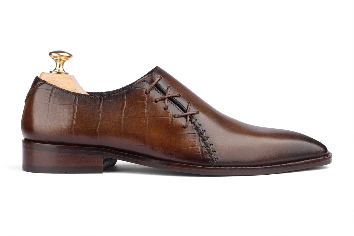 BOGOTA - DARK OLIVE HAND PATINA LEATHER SHOES