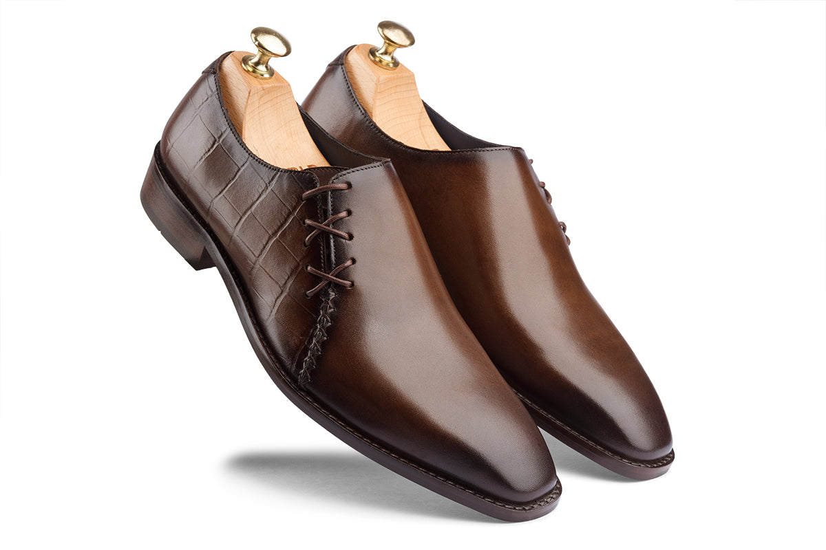 BOGOTA - DARK OLIVE HAND PATINA LEATHER SHOES