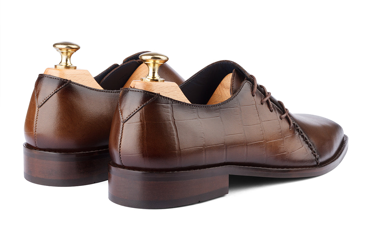 BOGOTA - DARK OLIVE HAND PATINA LEATHER SHOES