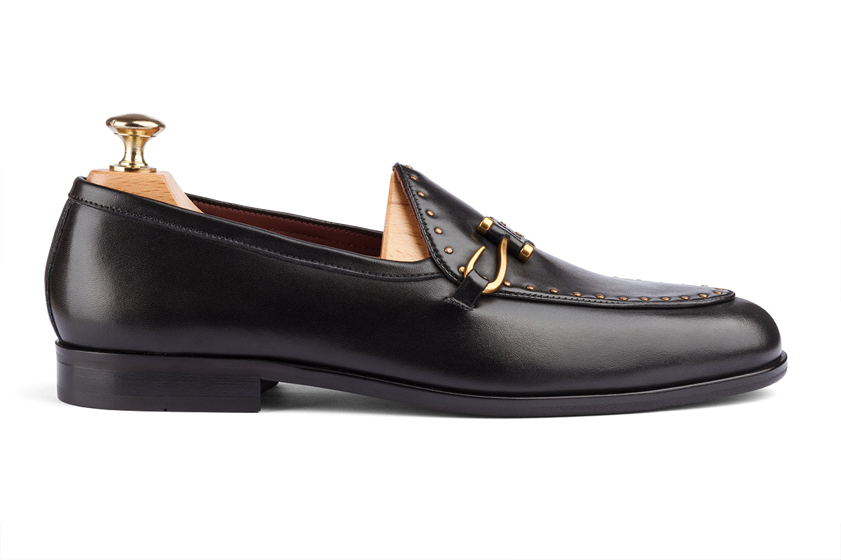 RAGNAR - BLACK HAND PATINA LEATHER SHOES