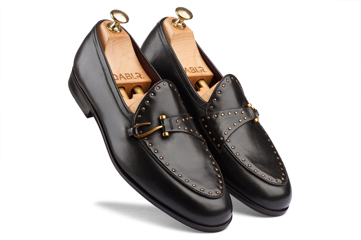 RAGNAR - BLACK HAND PATINA LEATHER SHOES
