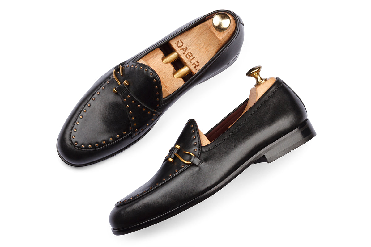 RAGNAR - BLACK HAND PATINA LEATHER SHOES