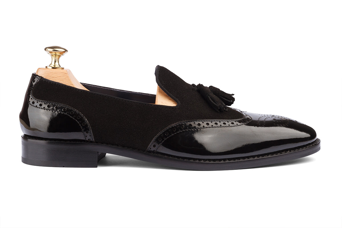 BILBAO - PATENT BLACK SUEDE LEATHER SHOES