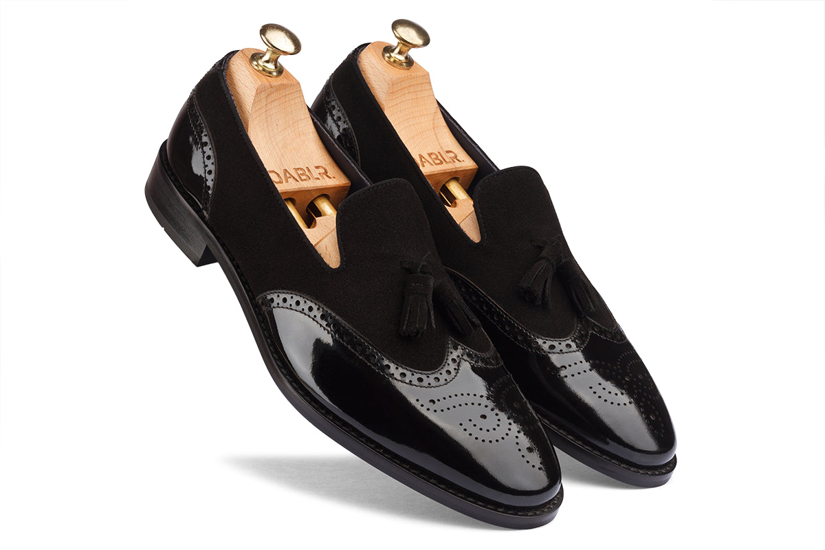 BILBAO - PATENT BLACK SUEDE LEATHER SHOES