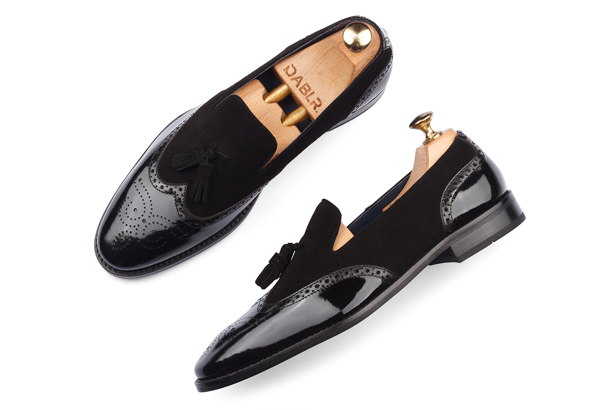 BILBAO - PATENT BLACK SUEDE LEATHER SHOES