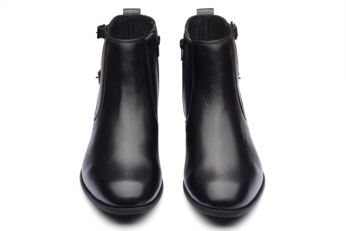 BRAGA - BLACK MONK STRAP LEATHER BOOTS