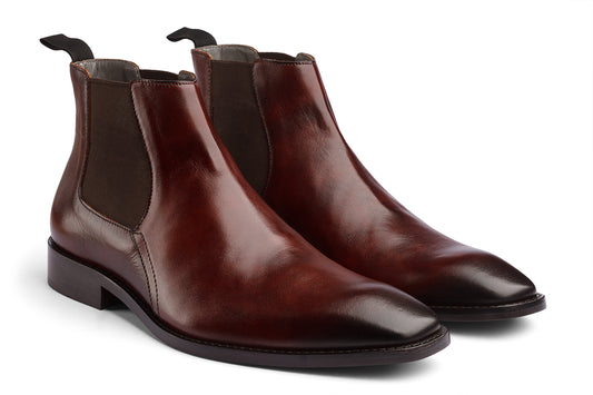 BUSAN - SEQUIOA TAN PATINA LEATHER CHELSEA BOOT