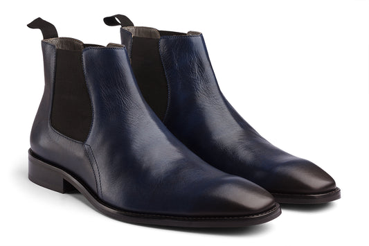 BUSAN - BLUE PATINA LEATHER CHELSEA BOOT