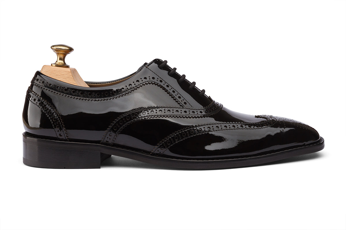 KRAKOW - FULL GLOSSY PATENT BLACK LEATHER SHOES