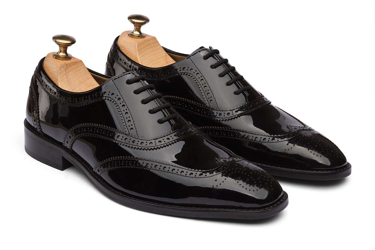 KRAKOW - FULL GLOSSY PATENT BLACK LEATHER SHOES