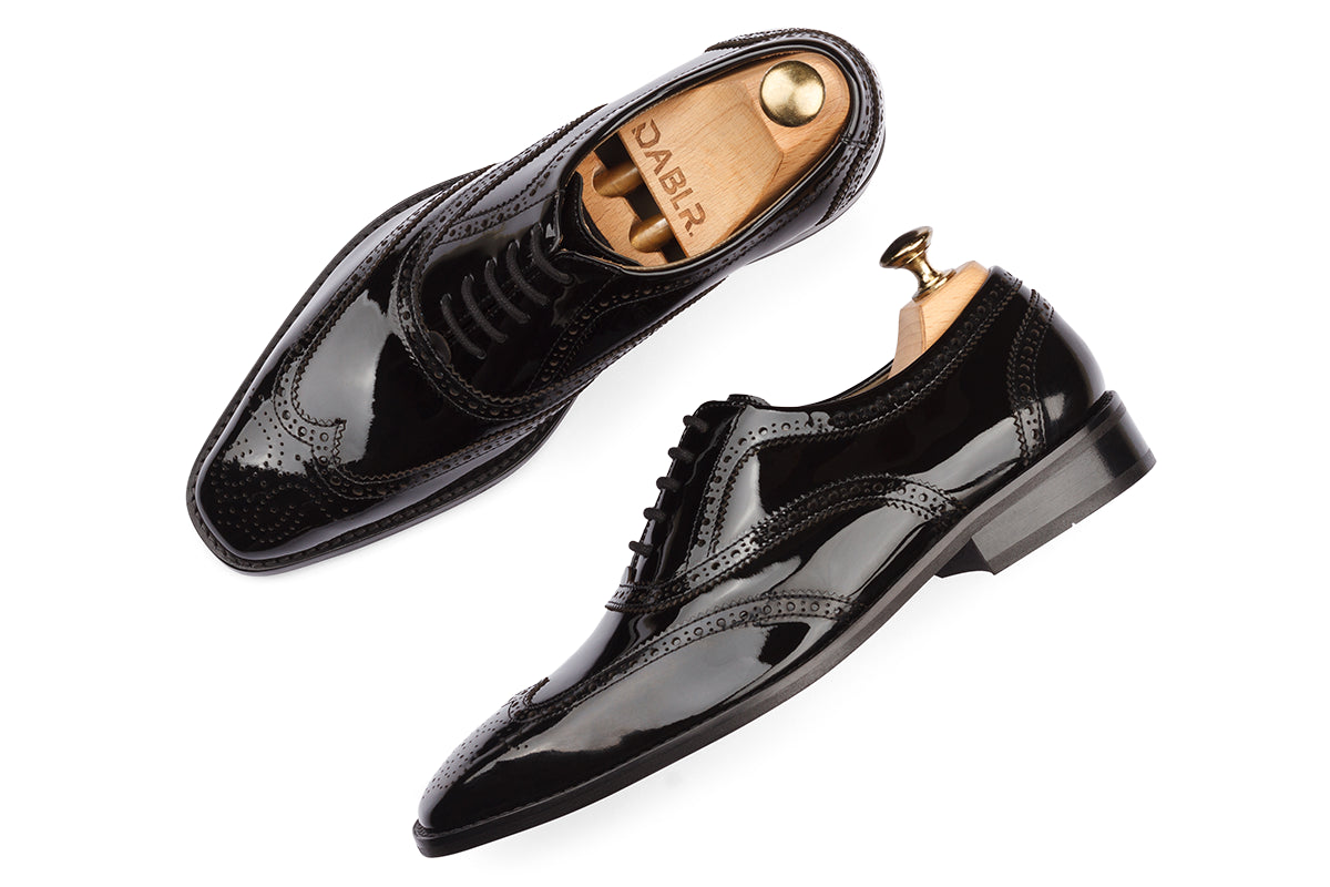 KRAKOW - FULL GLOSSY PATENT BLACK LEATHER SHOES