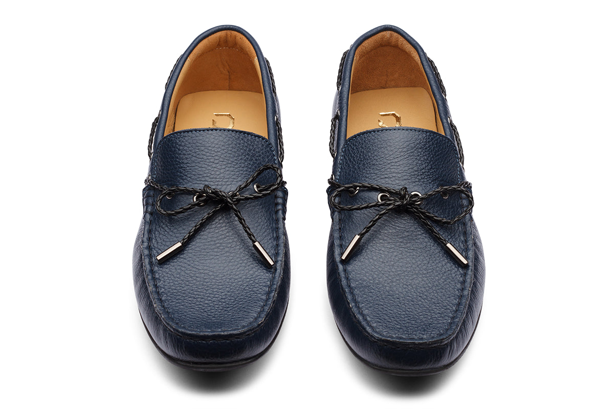 ALFREDO - NAVY BLUE LEATHER SHOES