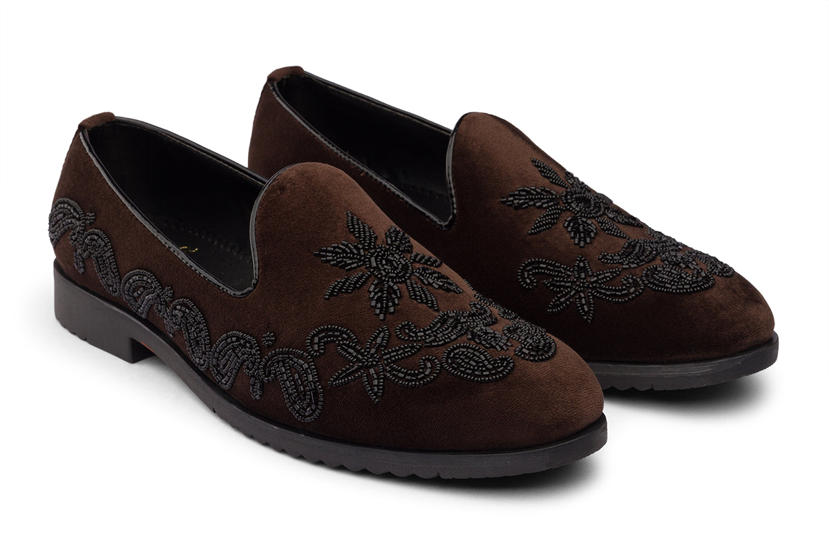 RISING FLOWER - BROWN VELVET MOJRI