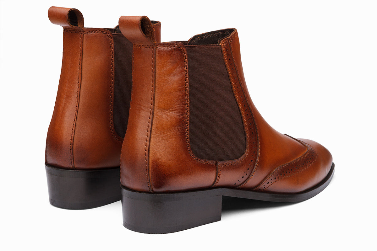 LYON - TAN LEATHER CUBAN HEEL BOOT