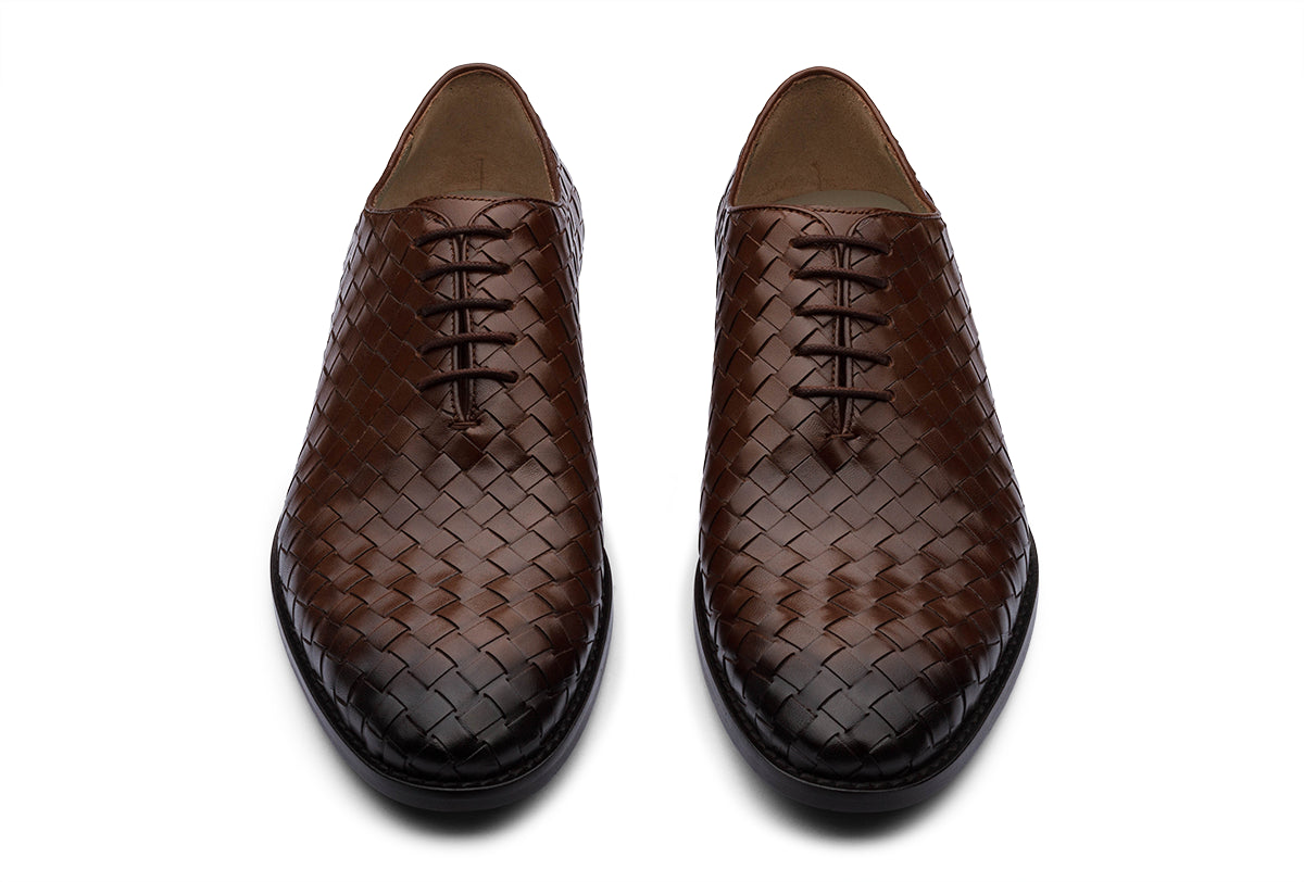 VENICE – CHESTNUT BROWN HANDWOVEN LEATHER SHOES