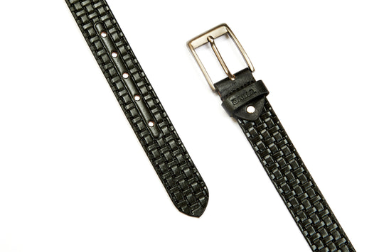 MESH SQUARE - BLACK LEATHER BELT
