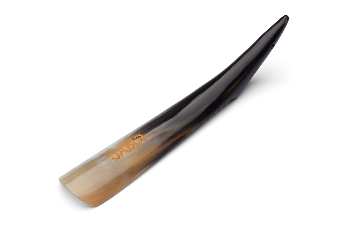 NATURAL POINTED BULL SHOE HORN DARK COLOUR 12 INCHES