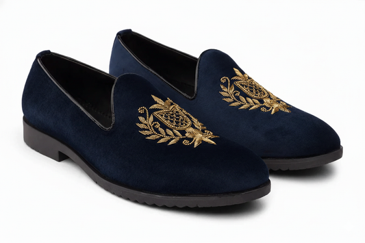 GOLD SHEILD - NAVY VELVET SHOE