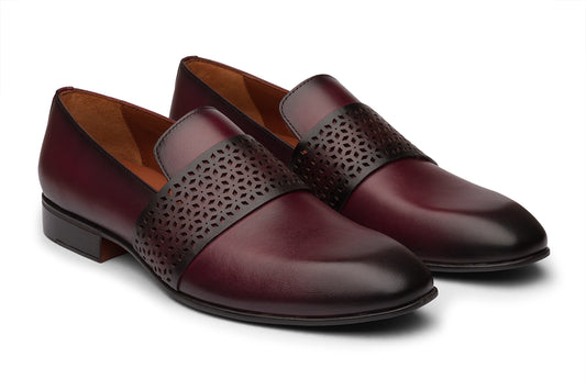 KIEV - MAROON BLACK LEATHER SHOES