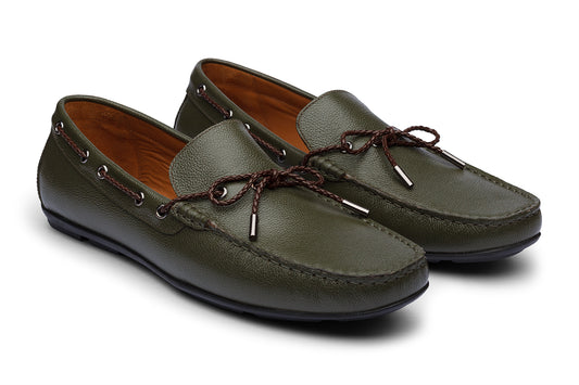 ALFREDO - OLIVE GREEN  LEATHER SHOES
