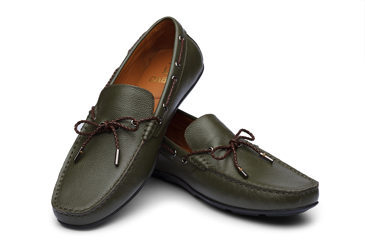 ALFREDO - OLIVE GREEN  LEATHER SHOES