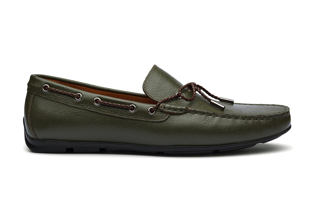 ALFREDO - OLIVE GREEN  LEATHER SHOES