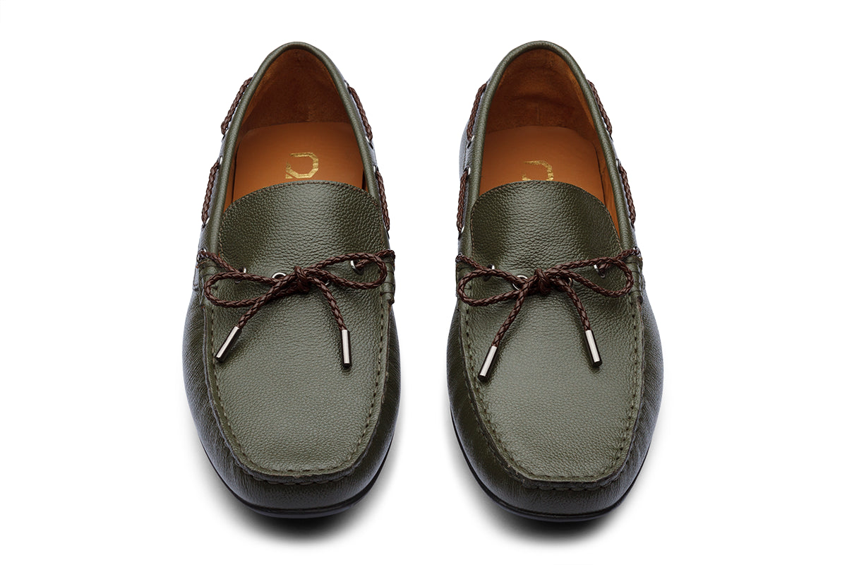 ALFREDO - OLIVE GREEN  LEATHER SHOES