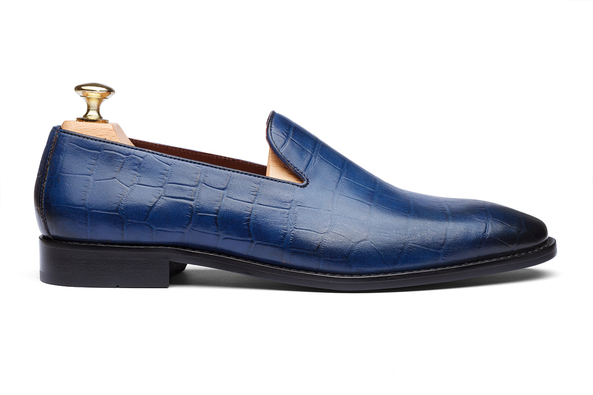ROTTERDAM - CROCO ROYAL TAN HAND PATINA LEATHER SHOES