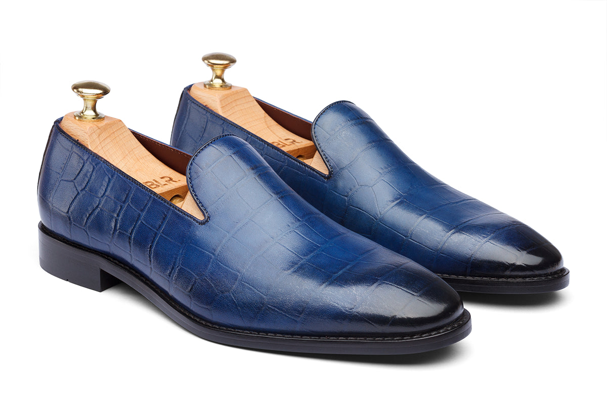 ROTTERDAM - CROCO ROYAL TAN HAND PATINA LEATHER SHOES