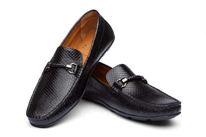 MILANGE - SNAKE BLACK LEATHER SHOES