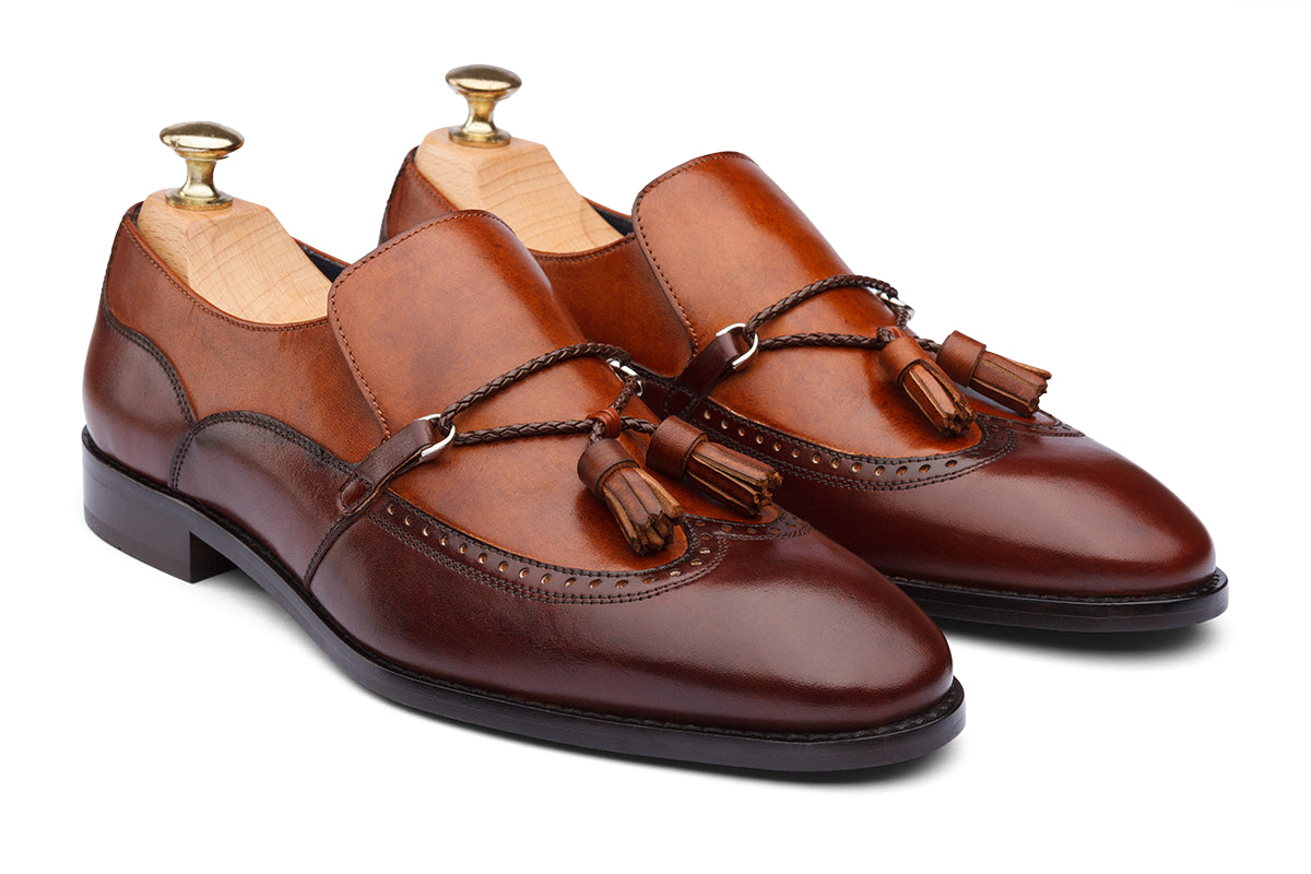 ST.PETERSBURG - DARK TAN HAND PATINA LEATHER SHOES