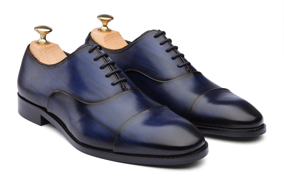 HAMBURG - BLUE HAND PATINA LEATHER SHOES