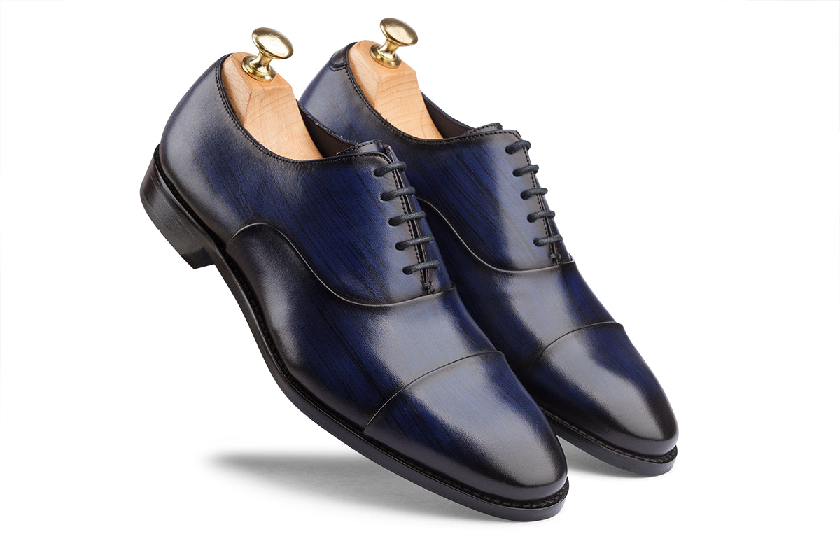 HAMBURG - BLUE HAND PATINA LEATHER SHOES