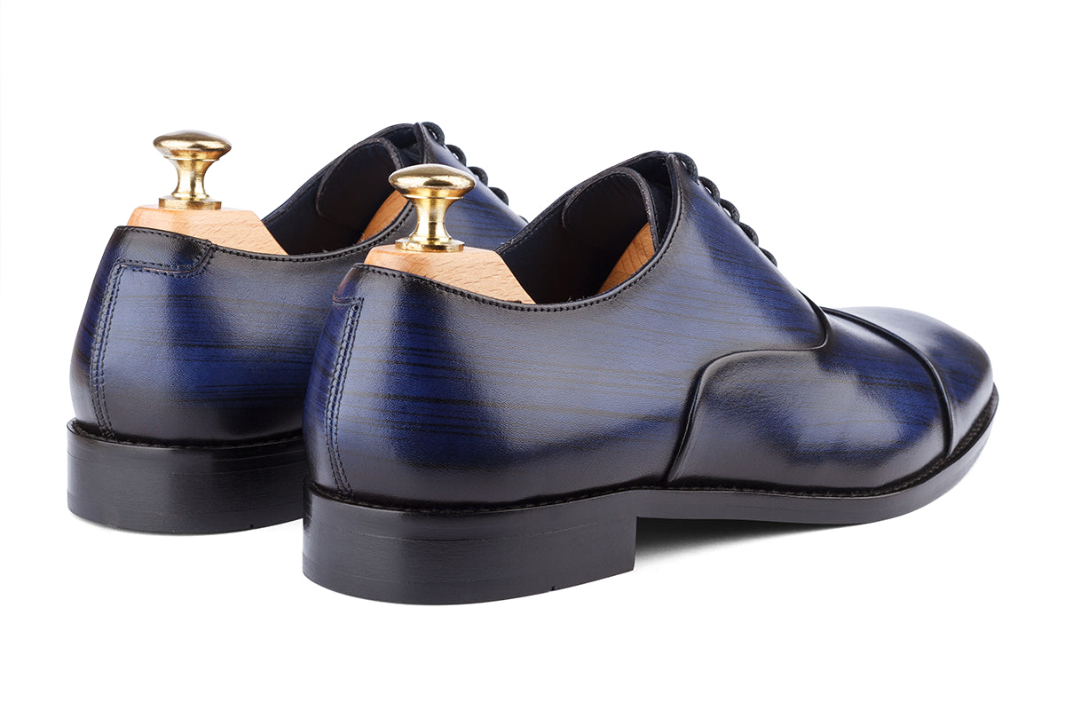 HAMBURG - BLUE HAND PATINA LEATHER SHOES