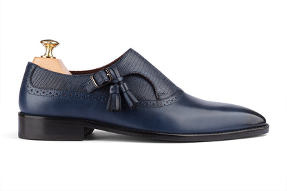 ARTURO - NAVY BLUE HAND PATINA LEATHER SHOES