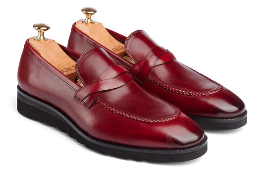 ANSAN - BORDO HAND PATINA LEATHER SHOES