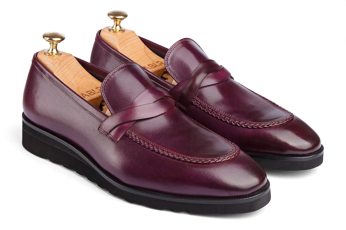 ANSAN - PURPLE HAND PATINA LEATHER SHOES