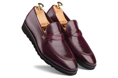 ANSAN - PURPLE HAND PATINA LEATHER SHOES