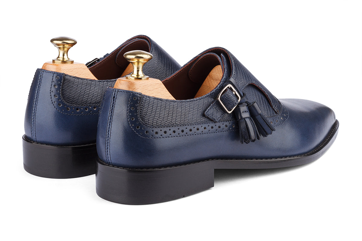 ARTURO - NAVY BLUE HAND PATINA LEATHER SHOES