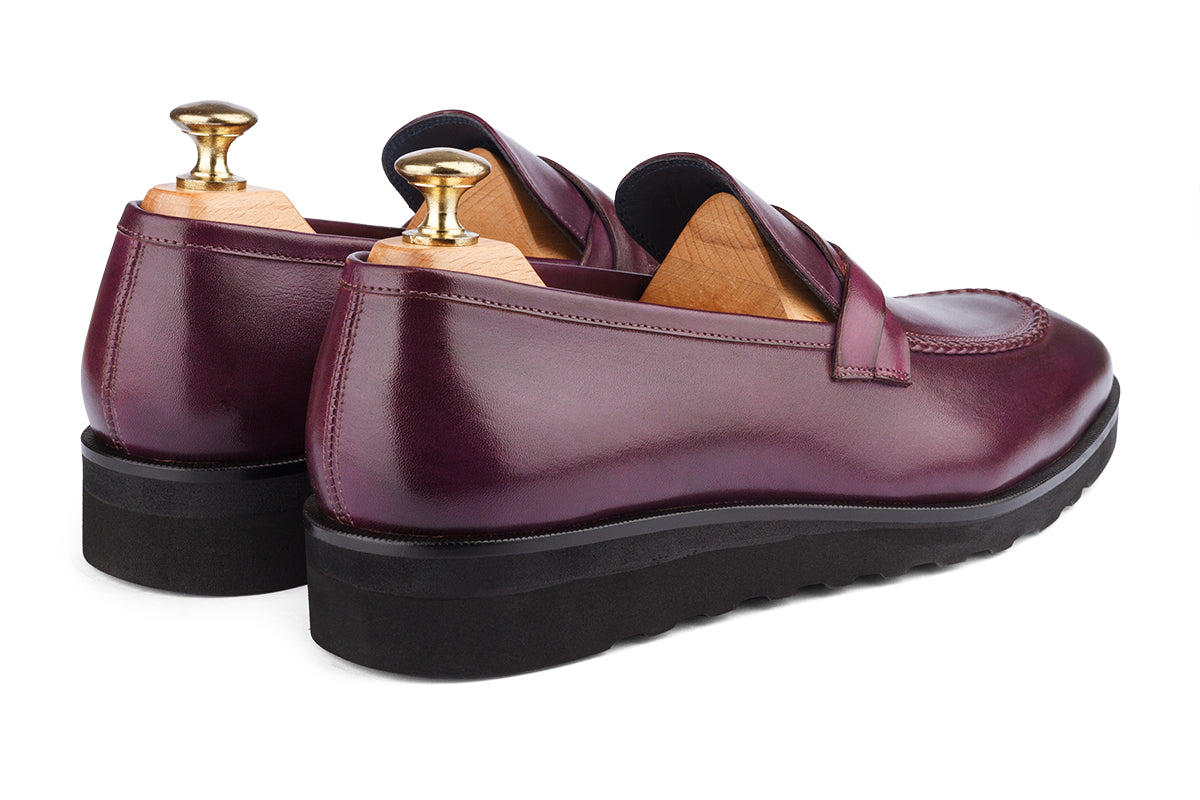 ANSAN - PURPLE HAND PATINA LEATHER SHOES