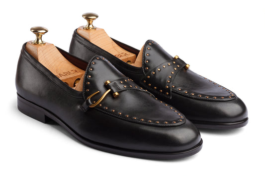 RAGNAR - BLACK HAND PATINA LEATHER SHOES