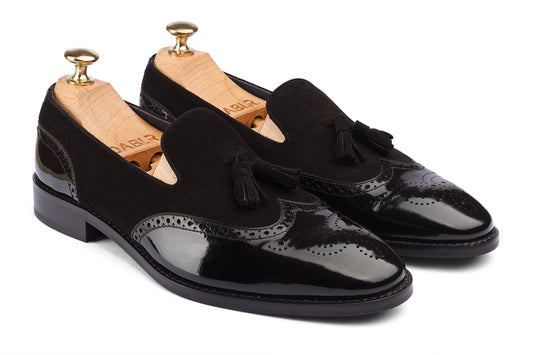 BILBAO - PATENT BLACK SUEDE LEATHER SHOES