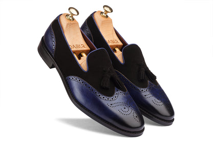 BILBAO - BLUE AND BLACK HAND PATINA LEATHER SHOES