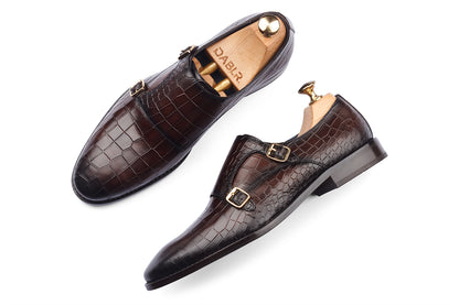 CASABLANCA - BROWN HAND PATINA LEATHER SHOES