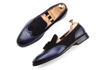 BILBAO - BLUE AND BLACK HAND PATINA LEATHER SHOES