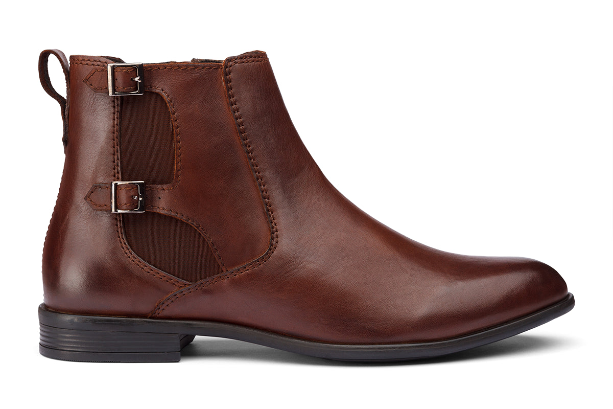 BRAGA - BROWN MONK STRAP LEATHER BOOTS