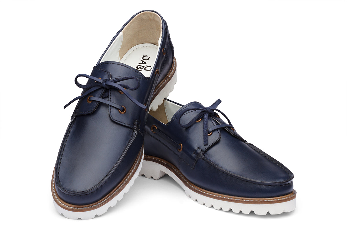 LODI - NAVY BLUE LEATHER BOAT SHOES