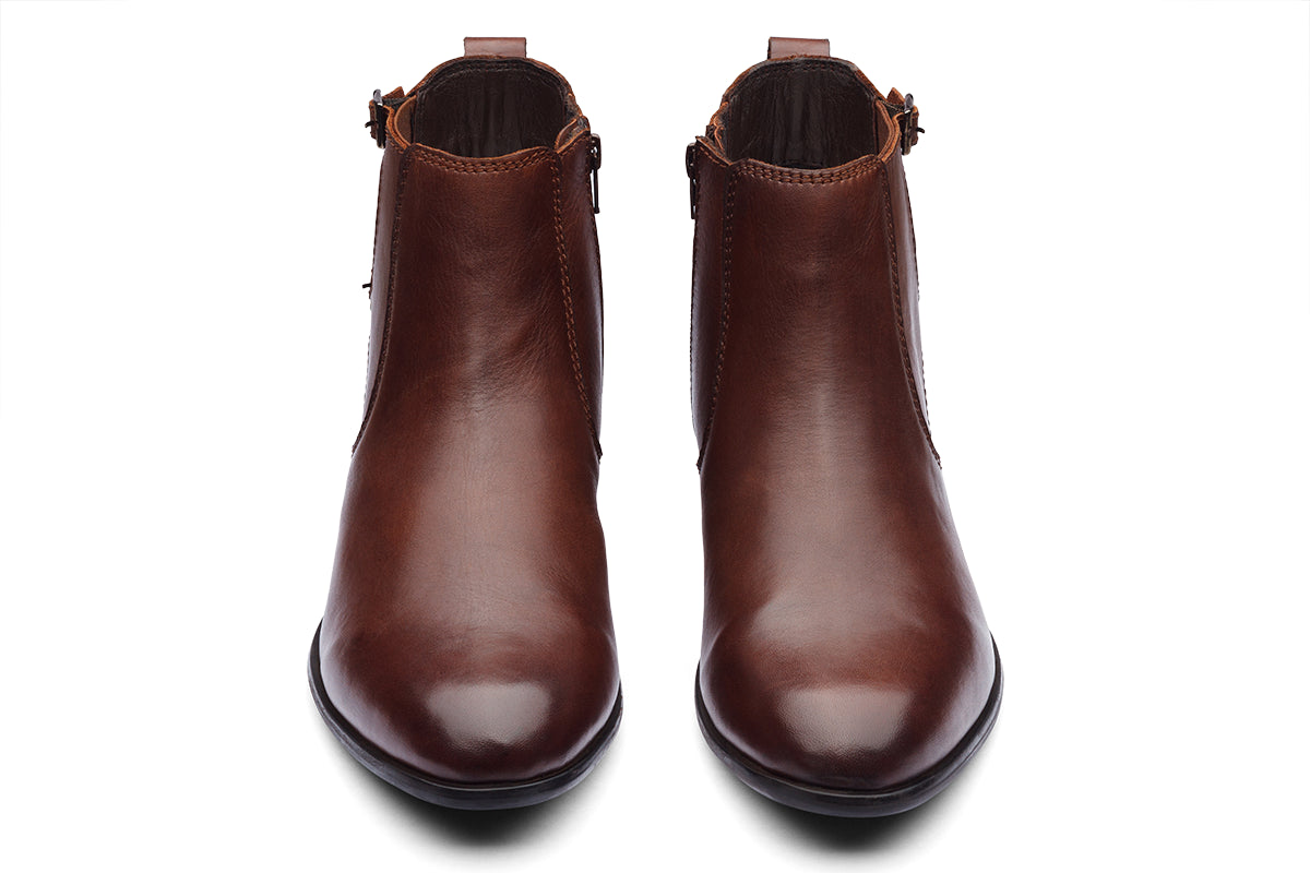 BRAGA - BROWN MONK STRAP LEATHER BOOTS