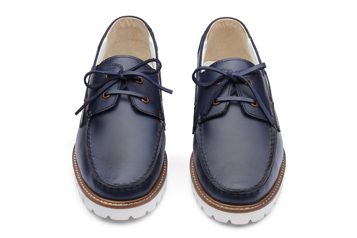 LODI - NAVY BLUE LEATHER BOAT SHOES