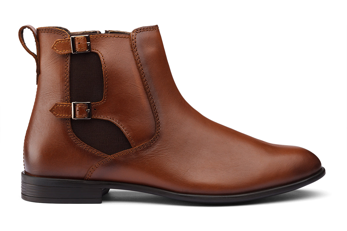 BRAGA - TAN MONK STRAP LEATHER BOOTS